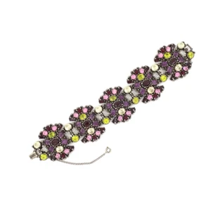 1954 Hollycraft Multi-color Wide Bracelet (19471B) - Picture 1 of 6