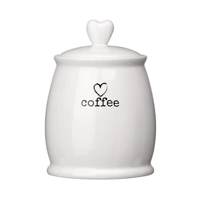 White Dolomite Charm Coffee Canister Heart Design Kitchen Storage Jar Container - Image 1 of 4