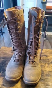 Botas de nieve de invierno con cordones de cuero suave marrón tostado Ugg talla 7,5 - Imagen 1 de 7