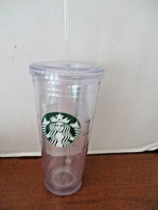 STARBUCKS ~ 20 oz TAZZA DA VIAGGIO IN ACRILICO TRASPARENTE con PAGLIA - Foto 1 di 2