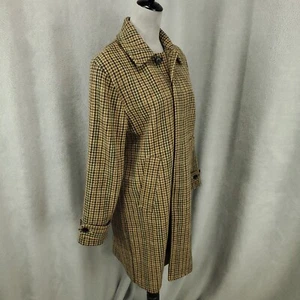 Abercrombie & Fitch Wool Dad Coat Womens XS Houndstooth Pea Trench EUC - Picture 1 of 12