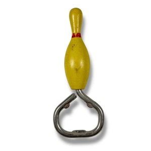 Vintage Wooden Bowling Pin Bottle Opener Wood Beer Soda Pop Cap Top Remover - Picture 1 of 4