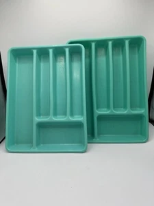 VTG Cal-Dak Silverware Drawer Organizer Green Flatware Tray - Picture 1 of 7