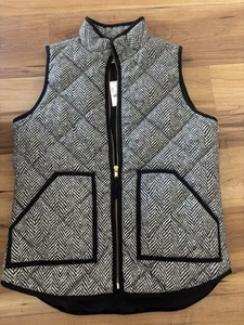 J. Crew Womens Quilted Zip Puffer Vest In Herringbone Pattern Size XS Nwt - Picture 1 of 3