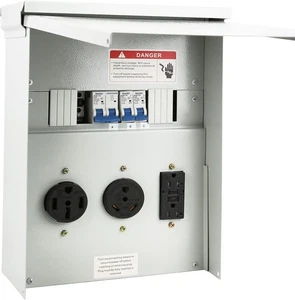 Temporary Power Outlet Panel, with 20, 30, 50 Amp Receptacle 20A+30A+50A - Foto 1 di 7
