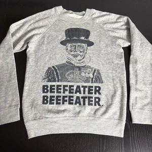 Vintage 80s BEEFEATER Gin Mens Small Heather Gray Crewneck Sweatshirt 1980s - Picture 1 of 9