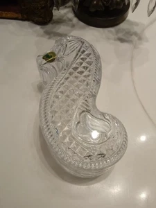 Große Waterford geschliffene Kristall Seepferdchen Andenken Box 8x4x3 Zoll - Bild 1 von 5