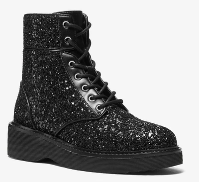 Botas de Combate MICHAEL Michael Kors Aniya Negras Gruesas Brillo ~ Tacos ~ Mujer 8.5 M Foto 1 de 4