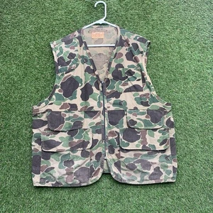 Vintage SAFTBAK Hunting Vest Mens XL Duck Camouflage Cotton Canvas Outdoor 90s - Picture 1 of 11