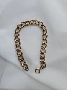Victorian Embossed Link Gold Fill Chain Bracelet Needs the Padlock Heart 8.5" - Picture 1 of 7