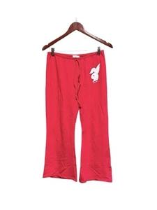 Playgirlz Vintage Pants Red 90s Y2K Bunny Logo Casual PJ Relaxed Red Wide Leg - Picture 1 of 6
