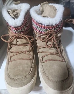 Toms Damen Alpine Wildleder Fell wasserabweisend Sneaker Stiefel hellbraun Gr.7,5 - Bild 1 von 6