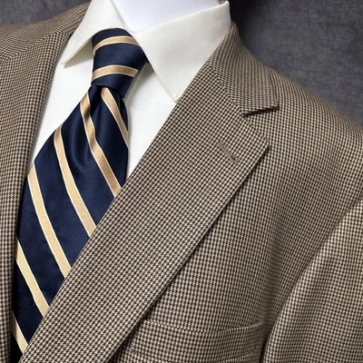 Jos A Bank Sport Coat 48L Tan Black Check Houndstooth Blazer Jacket Signature - Image 1 of 4