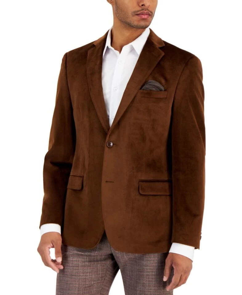 Blazer Abrigo Deportivo Alfani Para Hombres Delgado Terciopelo Vicuña 44 L NUEVO TSAA1QSY0007 Foto 1 de 2