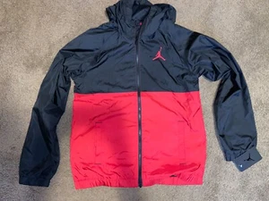NWT Boy's Jordan Windbreaker Hooded Zip Up Red/Black Jacket Size XL - Picture 1 of 17
