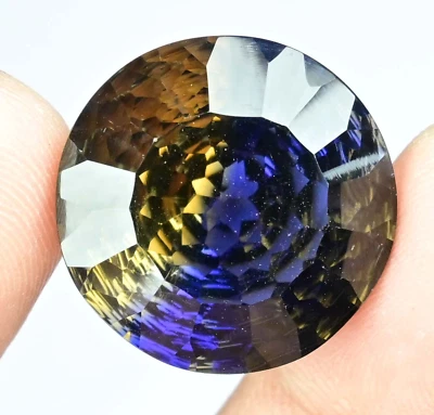 Natural Bi-Color Ametrine 28.35 Ct Round Untreated Certified Flawless Gemstone - Image 1 of 4
