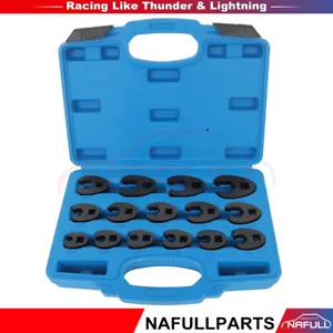 bran-new Crowfoot Flare Nut Wrench Set Metric Tool Kit for 3/8''& 1/2''15Pcs - Picture 1 of 9