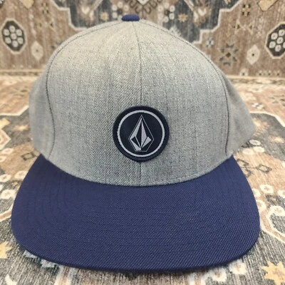 Volcom Skater Snapback Adjustable Stone Logo Gray Blue Baseball Flat Hat Cap - Image 1 of 4