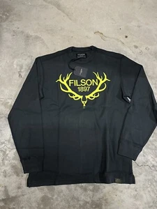 NWT Filson Waffle Knit Thermal Crewneck Long Sleeve Gray Yellow Elk Mens Large - Picture 1 of 4