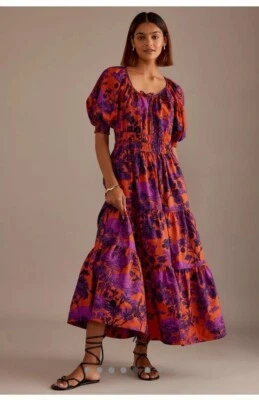 NWT ANTHROPOLOGIE Somerset Maxi Dress Cottagecore Puff Sleeve Purple Size S - Image 1 of 4