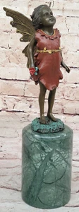 ART NOUVEAU FRENCH REPUTABLE 100% PURE BRONZE TIN FAIRY GIRL - Picture 1 of 10