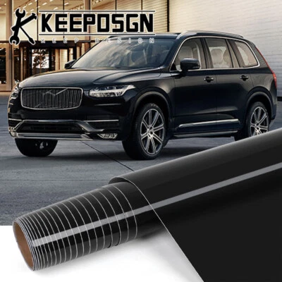 For Volvo GLOSS BLACK Paint Protection Vinyl Wrap Film Sticker Decal Sheet Roll - Imagem 1 de 4