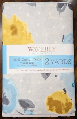 Waverly Inspirations 2 Yards 100% Cotton Duck Fabric in a Yellow Floral Print.  - Image 1 of 3