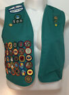 girl scout Green vest with girl scout patches pins no size