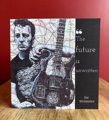 THE ART OF THE NORTH Joe Strummer The Clash Inspired Birthday Greeting Card. Pen Drawing Over Map
