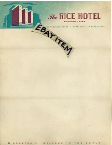 Um 1928 FARBBRIEFKOPF Art Deco REISHOTEL Houston Texas TX - Bild 1 von 1