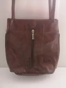 Erika braune Damen Leder Schultertasche - Made in Italy - Vintage - 24x25x8cm - Bild 1 von 14