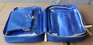 Royal Edelweiss Blue W/ Gold Handle Cosmetic Bag - Picture 1 of 5