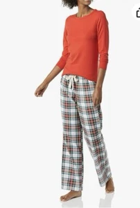Amazon Essentials Womens 2pc Pajama Set Flannel Pant Long Sleeve T-Shirt Small - Picture 1 of 5