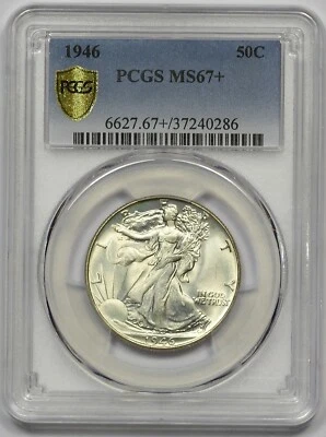 1946 PCGS MS-67+ WALKING LIBERTY HALF! STRONG STRIKE! PHENOMENAL COIN! TOP GRADE - Image 1 of 4