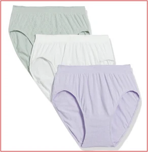 3 Pair- Bali Comfort Revolution HI French CUT Panties White Purple Green sz 8-9 - Picture 1 of 6