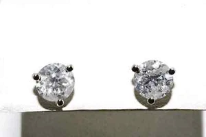 $15,000 2.03CT NATURAL ROUND CUT DIAMOND 3-PRONG MARTINI STUD EARRINGS 14K GOLD - Picture 1 of 10
