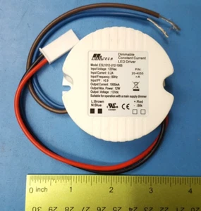 LED Driver, 20-4055 , Magtech , 12VDC Output, 1000mA (1A) 12w, AC Dimmable - Picture 1 of 4