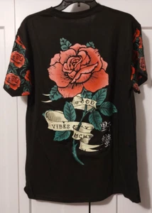 FRESH LAUNDRY ROSE GOOD VIBES ONLY RED/BLACK SHIRT MENS LARGE NWT - Picture 1 of 4