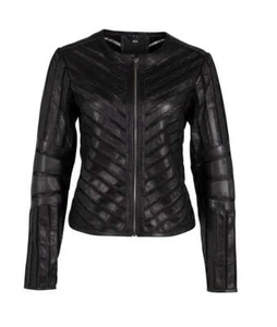 Chaqueta de cuero de malla de piel de cordero para mujer Mauricio - Imagen 1 de 5