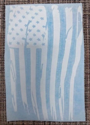 USA Flag Distressed decal sticker vinyl graphic American car truck window  - Image 1 of 2