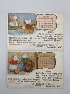 2 Janesville WI Sunbonnet Babies 1910 Advertising Bostwick & Sons Postcards - Picture 1 of 8