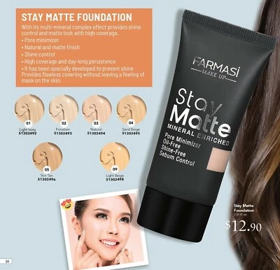 FARMASI-MAKE UP- STAY MATTE MINERAL ENRICHED FOUNDATION COLLECTION - Image 1 of 2