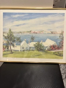 Hamilton from Paget, Bermuda by C. Holding  Large print Signed And Framed - Foto 1 di 5