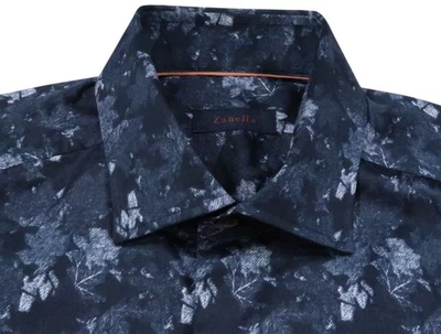 ZANELLA TAILORED FIT ABSTRACT FLORAL STRETCH MENS MEDIUM CUTAWAY BUTTON SHIRT LS - Image 1 of 4