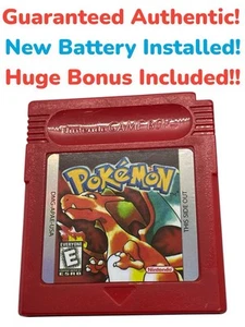 Pokemon Red Version-Gameboy (GB, GBC) Authentic-Tested-New Save Battery + Bonus! - Picture 1 of 24