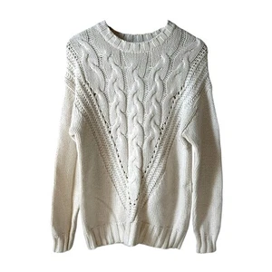 REISS New Women's Chloe Cable Knit Sweater Wool Blend Cream Sz Small Minimalist - Picture 1 of 10