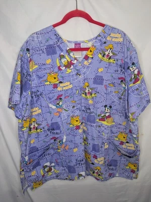 The Wonderful World of Disney Halloween Trick or Treat Scrub Top Size 2X - Image 1 of 4