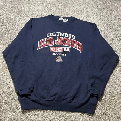 VTG 90s CCM Columbus Blue Jackets Crewneck Sweatshirt L NHL Made USA Hockey - Image 1 of 4