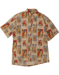 PIERRE CARDIN Herren Kurzarm Hemd Large Mehrfarbig Patchwork Baumwolle BI03 - Bild 1 von 3