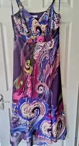 M&S Per Una Sleeveless Long Mauve Multi Dress Size 16 Regular - Picture 1 of 11